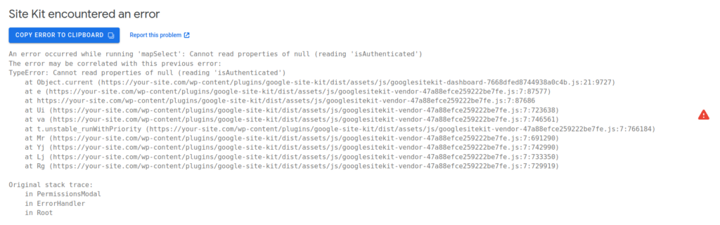 A screenshot of a &ldquo;An error occurred while running &lsquo;mapSelect&rsquo; error. This is an error that is typically caused by a third party plugin conflict