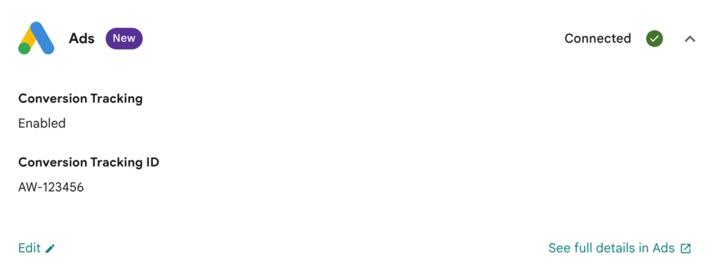 Conversion Tracking ID from the settings